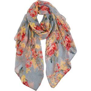 Women  B-gray Fashion Flowers Print Scarves Winter Head Shawl Cotton Wrap